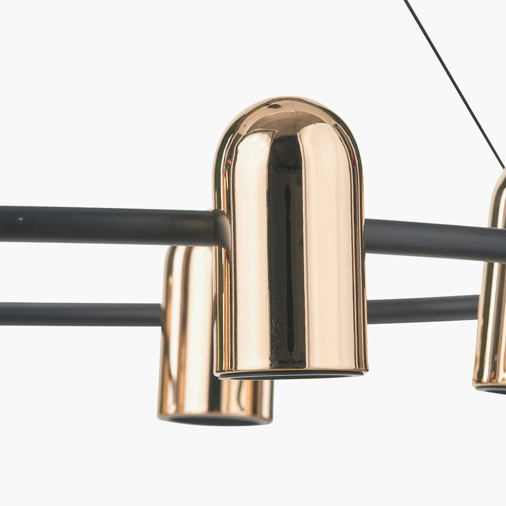 Xena Black & Rose Gold Metal 8 Light LED Pendant Light
